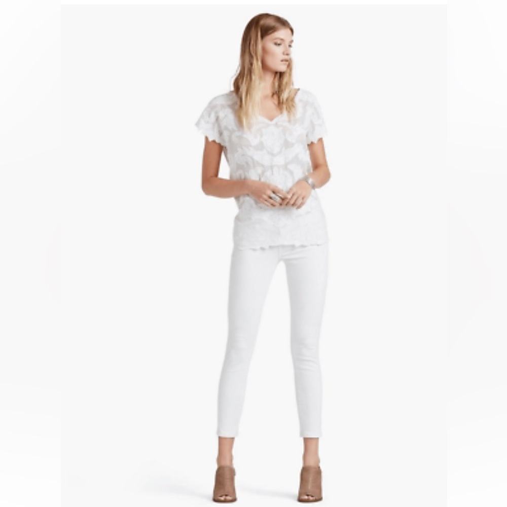 Lucky Brand Lolita Distressed Cropped Capri White Denim Jeans
